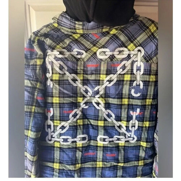 OFF WHITE Embroidered Flannel Padded Jacket size medium men’s coat NEW - Picture 7 of 15